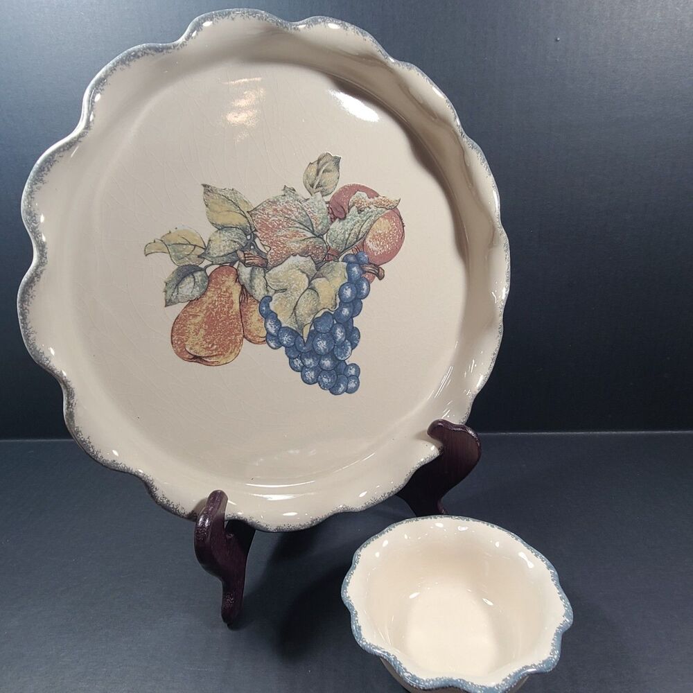 NWT Home & Garden Party Chip/Veggie Dip Bowl Plate Set Vtg 2005 Stoneware